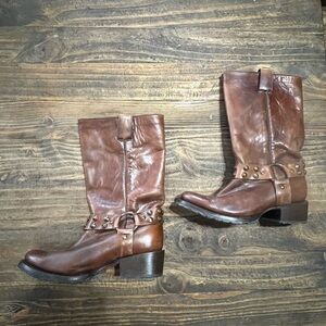 Ariat womens leather tall harness boots - brown, round toes